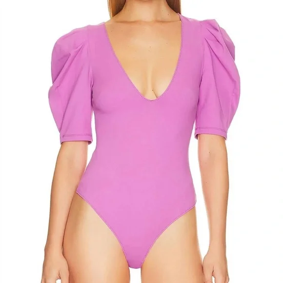 Free People Va Va Voop Bodysuit in Wildberry. Size XS - Picture 9 of 9